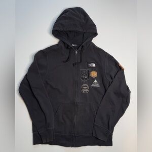 THE NORTH FACE Full Zip Hoodie‎ Jacket Medium Patches Tahoe Camp Geddesic Black